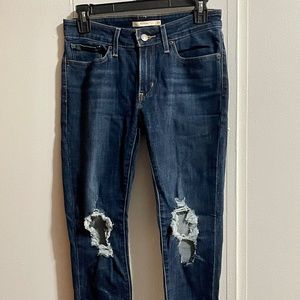 Dark Blue Ripped Skinny Jeans